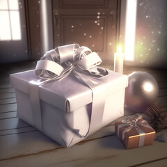 Magical, elegant white christmas giftbox