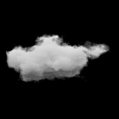 Cloud isolated on black background. White cloudiness, mist or smog, smoke background.