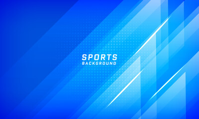Blue sports background with geometric elements and spot light.