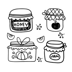 Cute hand drawn sketch jam collection. Vector illustration jam icons for cafe and restaurant menu design.