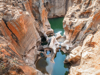 Rock formation in Bourke's Luck Potholes in Blyde canyon reserve in Mpumalanga in Africa.	