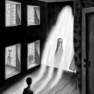 Phasmophobia, fear, symbolic, black and white, psychology, phobia