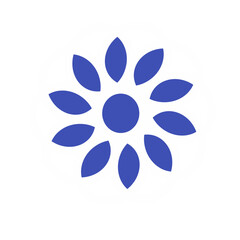 Flat icon flower icon in silhouette isolated on white. Cute retro design in bright colors for stickers, labels, tags, gift wrapping paper.