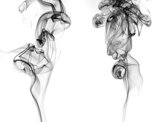 black smoke abstract on white background, Fire design, Toxic smoke