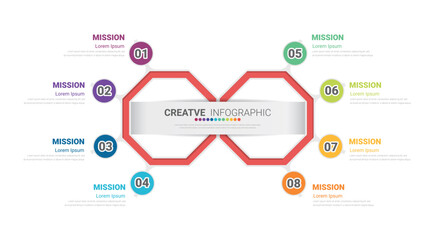 Vector Infographic label design with icons and 8 options or steps. Infographics for business concept.