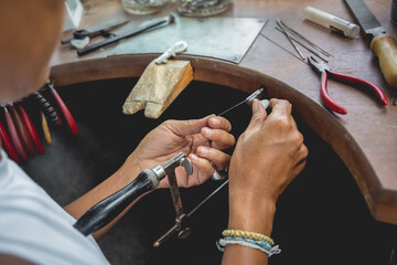 Master class in a large workshop for the manufacture of handmade jewelry