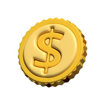 U.S Dollar Coin On White Background. Coin Icon. 3d Render Illustration