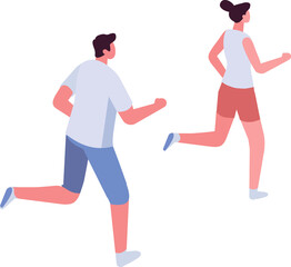 Couple silhouette, man and woman together, flat isometric people 