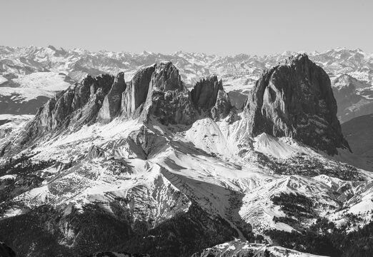 Black And White Sella Ronda Massif