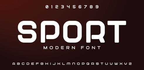 Sport, Abstract, Digital modern alphabet font. Logo creative font, type, technology, movie, digital, music, movie. Font and illustration in vector format.