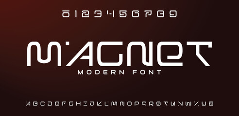 Fototapeta na wymiar Abstract digital modern alphabet font. Logo creative font, type, technology, movie, digital, music, movie. Font and illustration in vector format.