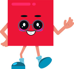 Cute red rectangle. Simple geometric shape. Cartoon comic figure for education. 