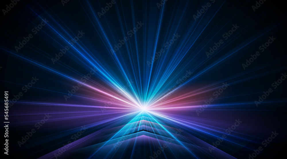 Poster high speed movement of light trails with abstract arrows. colourful dynamic motion. technology movem