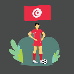 Tunisia football player flat concept character design