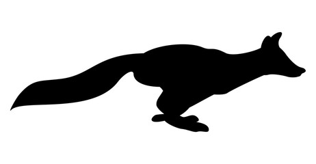 Vector silhouette of fox. Monochrome isolated illustration.