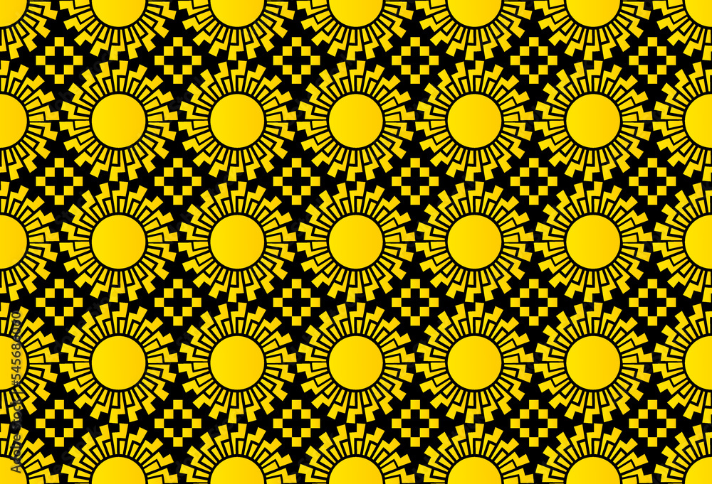 Poster sun seamless pattern. repeating abstract pattern with sun symbol. template for your design projects.