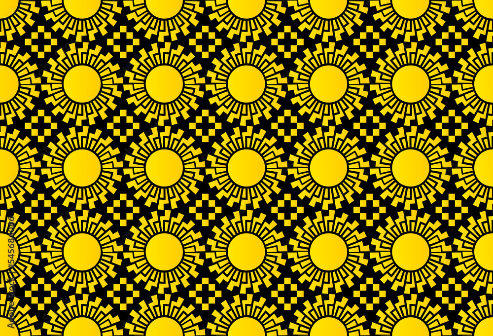 Poster sun seamless pattern. repeating abstract pattern with sun symbol. template for your design projects.