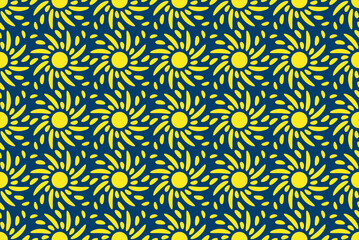 Sun seamless pattern. Repeating abstract pattern with sun symbol. Template for your design projects.