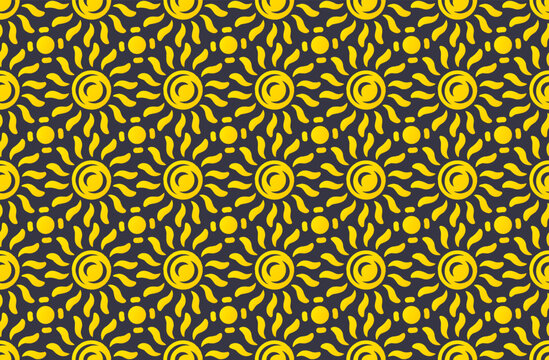 Sun seamless pattern. Repeating abstract pattern with sun symbol. Template for your design projects. © Gexam