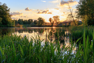 sunset over the river