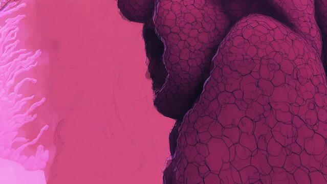 Animation Generative AI of dancing girls in space suits surounded by flowers, female robot retro sci fi drawing with woman face and bionic body. Digital image pink cyborgs