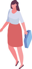 walking woman vector isometric character