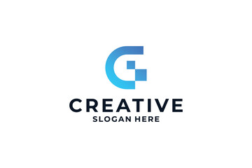 Fototapeta premium Letter G logo design with dot, connection, digital concept.