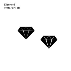 diamond vector eps 10 black silhouette isolated on white background. shiny brilliant two icon variation logo design.