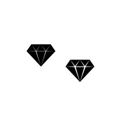 diamond icon black silhouette isolated on white background. illustration. shiny brilliant two icon variation logo design.