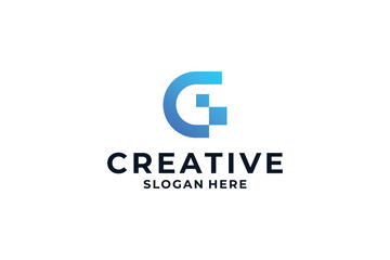 letter G logo design with dot, connection and digital concept.