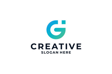 letter G logo design with dot, connection and digital concept.