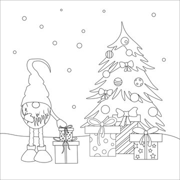 
coloring book for children with a picture of the New Year and Christmas