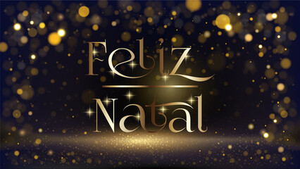 cartão ou banner para desejar um feliz ano novo em ouro em um fundo preto com círculos de ouro em efeito bokeh