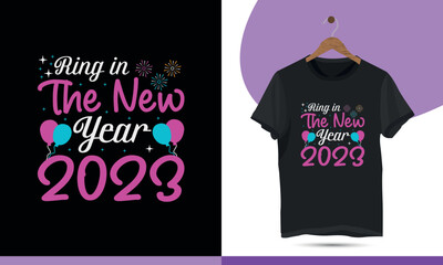 Ring in the new year 2023 Happy new year vector design template.