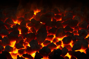 close up of hot coals
