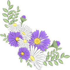 background with violet and white flowers