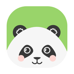 cute panda in a square. child and book illustration.  toys, packaging, design