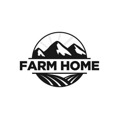 Fototapeta na wymiar mountain and farm logo icon and vector