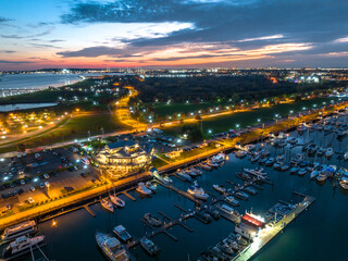 Aerial Drone of Jersey City Sunset 