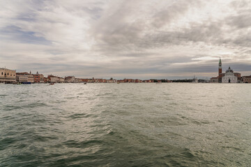 View of Venice, Italy from Zattere during a cloudy day