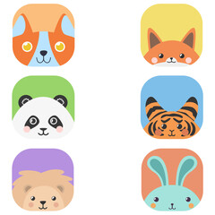 cute animal in a square. child and book illustration.  toys, packaging, design