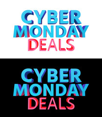 Big 3d Cyber Monday Deals promotion text. 3d Render.