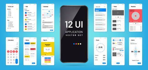 Mobil app interface. Ui, ux screen wireframe templates. Touchscreen application vector design