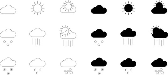 Weather icons. Contours and fine lines.