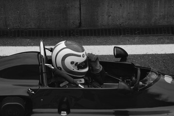 racer in racing car