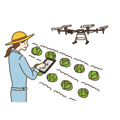 農業　農家　ドローン　スマート農業　イラスト