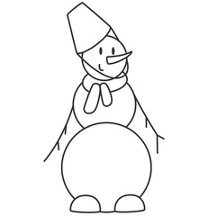 decoration for Christmas - a snowman. a snowman in a scarf and with a bucket on his head