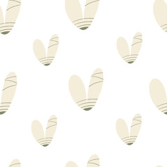 Seamless pattern White heart with ribbons hand drawn