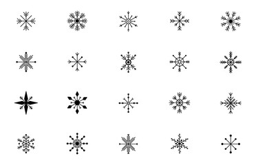 Collection of snowflake icons. Outline vector snowflakes. Illustration for christmas, new year, winter decor