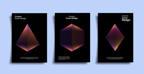 Minimal futuristic cover design set. Creative colorful gradient abstract modern premium vector